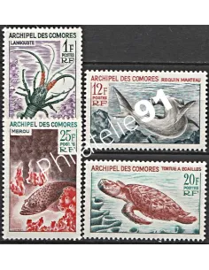 Comores n°35 à 38, faune marine, timbres des colonies françaises
