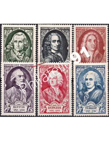 n° 853  à 858 - Série Célébrités du XVIIIe siècle