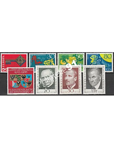 Liechtenstein, Année complète neuve 1968, Collection timbres Europe