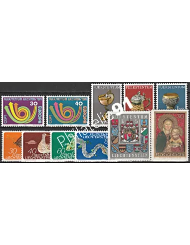 Liechtenstein, Année complète neuve 1973, Collection timbres Europe