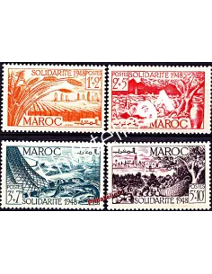 Timbres du Maroc n° 271-274, productions locales, timbres des colonies