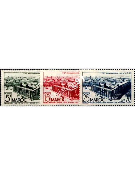 Timbres du Maroc n° 285 à 287, U.P.U., Timbres des colonies françaises