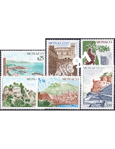 Timbres de MONACO n° 986 à 991,Sites et monuments, collection monaco