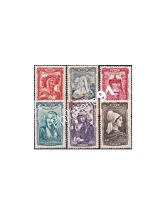 Timbres de France n° 593 à 598 - Série Coiffes régionales