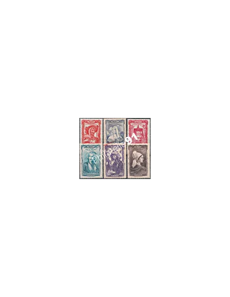 Timbres de France n° 593 à 598 - Série Coiffes régionales