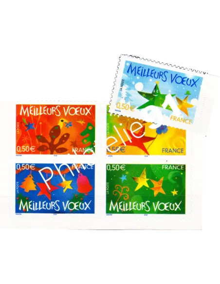 Adhésifs n° 44 à 48,Meilleurs Voeux, collection timbres de France