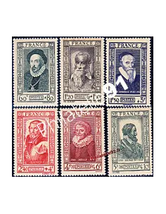 Timbres de France n° 587 à 592 - Célébrités du XVIe siècle