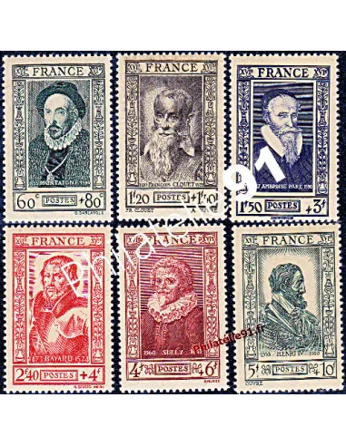 Timbres de France n° 587 à 592 - Célébrités du XVIe siècle