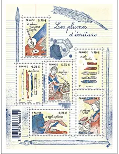 n° 5098 à 5103, Bloc Les plumes d'écriture, collection timbres France