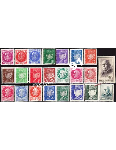 timbres de France n° 505 à 525 - Effigies du Maréchal Pétain