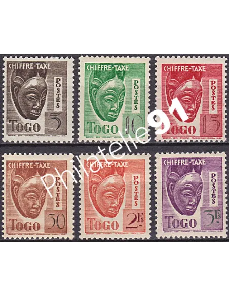 TOGO, Timbres-Taxe n° 32 à 37, Collection timbres Colonies