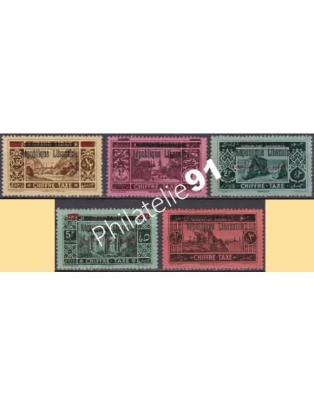Grand-Liban, Timbres-Taxe n° 21 à 25, Collection timbres Colonies