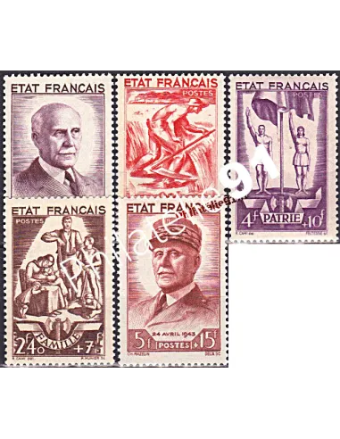 Timbres de France n° 576 à 580 - Au profit du Secours national