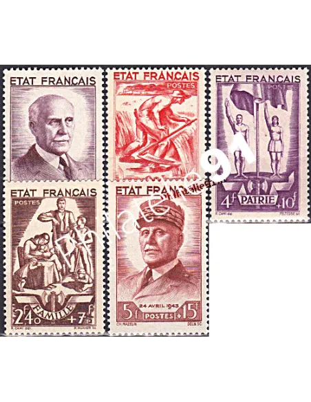 Timbres de France n° 576 à 580 - Au profit du Secours national
