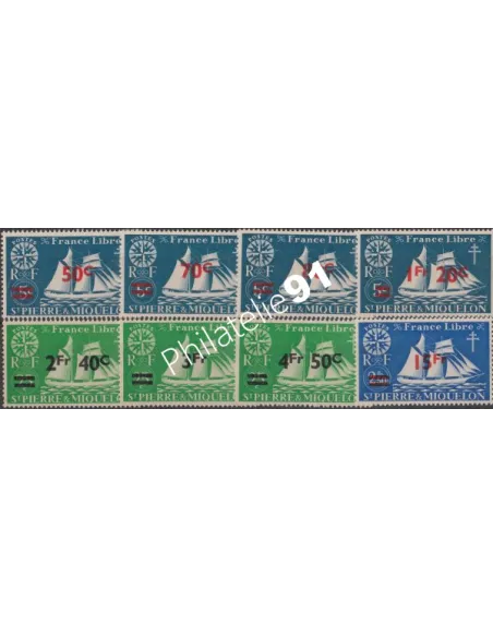 Timbres de SAINT-PIERRE-ET-MIQUELON n° 315 à 322, Série de Londres