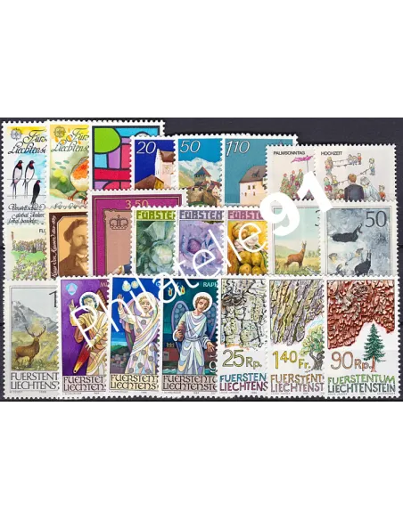 Liechtenstein, Année complète 1986, Collection timbres Europe