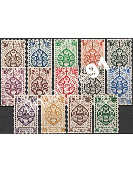 Timbres d'Inde n° 217 à 230, série de Londres, timbres des colonies