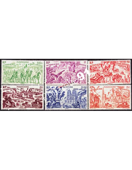 INDOCHINE - PA n° 40 à 45 - Tchad au Rhin timbres colonies Francaise
