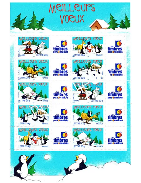 Feuille n°3853A timbres personnalisés, Meilleurs Voeux, timbres France