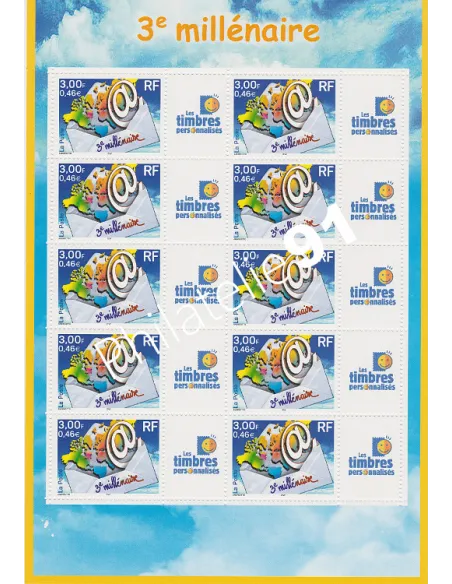 Feuille n°3365B, timbres personnalisés,3e millénaire, timbres France