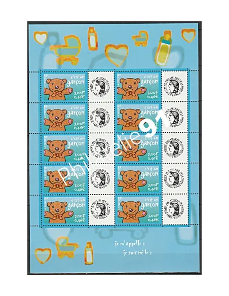 Feuille personnalisée n°3431 Cérès, Timbres naissance, timbres France