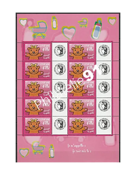 Feuille personnalisée n°3432 Cérès, Timbres naissance, timbres France