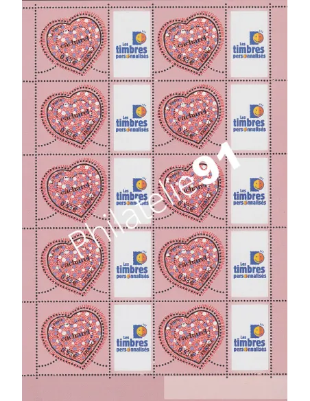 Feuille personnalisée Perso n°3747A, Cacharel, timbres France