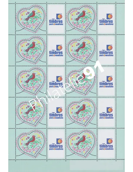 Feuille personnalisée Perso n°3748A, Cacharel, timbres France