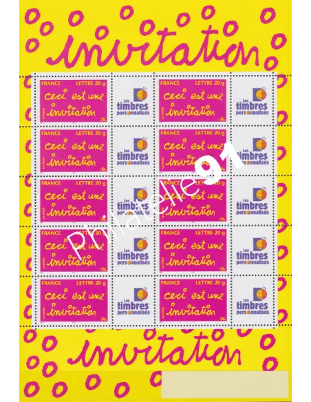 Feuille personnalisée n°3760A, Invitation, timbres France