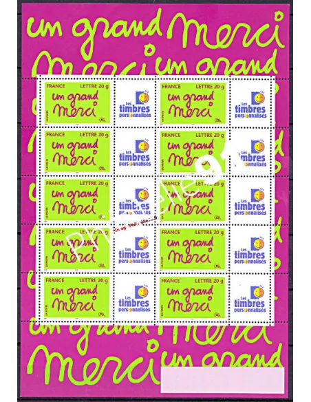 Feuille personnalisée n° 3761A, Un grand merci, timbres de France