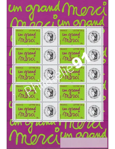 Feuille personnalisée n° 3761A, Un grand merci, timbres de France