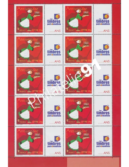Feuille personnalisée n° 3778A, Bécassine, anniversaire, collection timbres de France