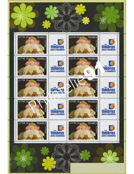 Feuille personnalisée n° 3804A,  C'est une fille, timbres France