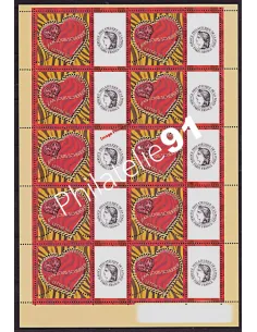 Feuille Personnalisée n°3862A, Coeurs 2006 Scherrer, timbres de France