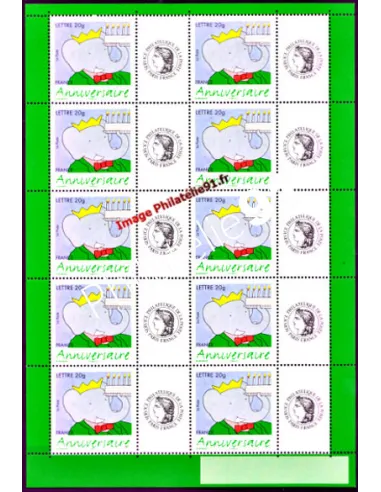 Feuille personnalisée n° 3927A, Babar; Anniversaires, timbres France