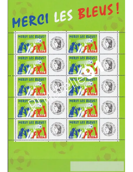 Feuille personnalisée n° 3936A, Merci les Bleus, timbres de France