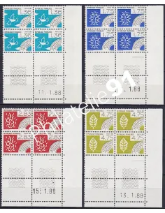 Coin daté sur Timbre Préo n° 198 à 201, Collection timbres France