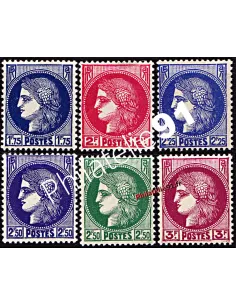 Timbres de France n° 372 à 376, Cérès, collection timbres de France