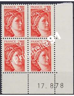 Coin daté sur Timbre n° 1968, Collection timbres France