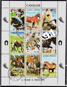 ST.TOME - FEUILLET DE 1995 - CHEVAUX