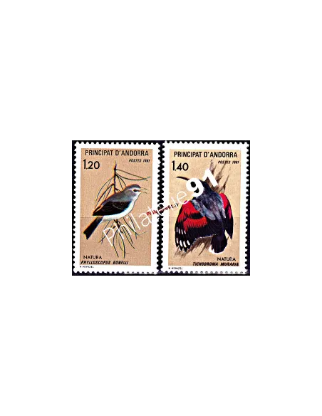 Timbres d'ANDORRE FRANÇAIS n° 294 à 295 - Thématique : Oiseaux