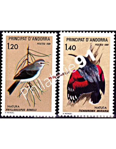 Timbres d'ANDORRE FRANÇAIS n° 294 à 295 - Thématique : Oiseaux