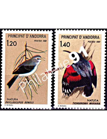 Timbres d'ANDORRE FRANÇAIS n° 294 à 295 - Thématique : Oiseaux