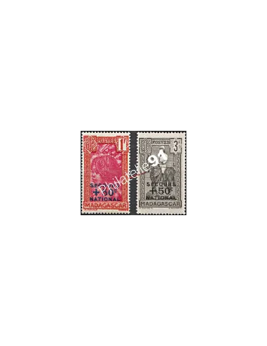 Madagascar - n° 232 à 233 * - Jeune fille Hova - Général Joseph-Simon Galliéni - Timbres surchargés