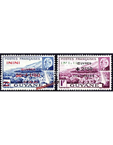 Timbres d'ININI n° 57 et 58, Maréchal Pétain, colonies Francaises.