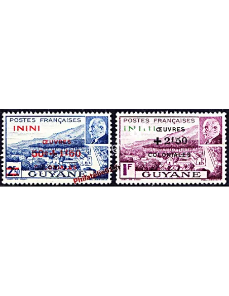 Timbres d'ININI n° 57 et 58, Maréchal Pétain, colonies Francaises.