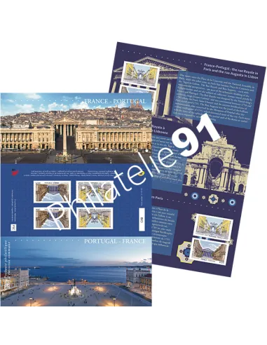 Pochette Emission commune P5087 France-Portugal - Architecture, Collection timbres France