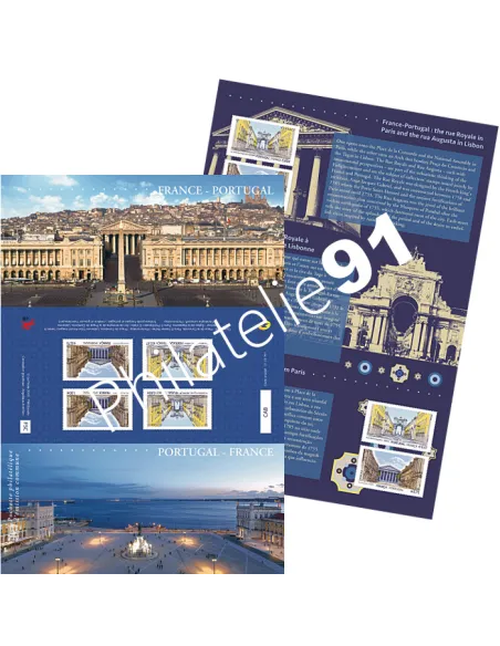 Pochette Emission commune P5087 France-Portugal - Architecture, Collection timbres France