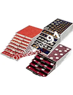 LINDNER - Box monnaies,capsules, matériel médailles souvenirs