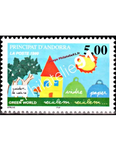 Timbre d'Andorre Français n° 513 - Thématiques: Enfance - Environnement